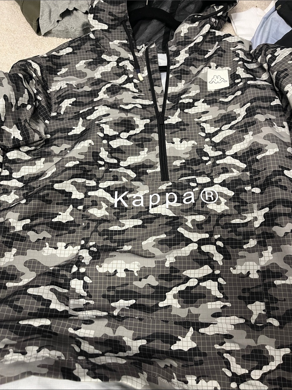 Kappa Black and Gray Camo Half-Zip Hoodie